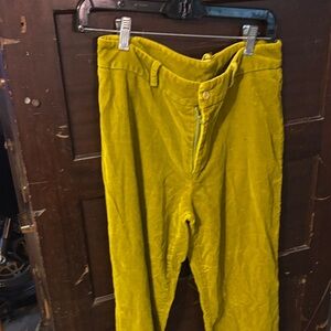 Women's Straight-Leg Velvet Pants in Chartreuse gold